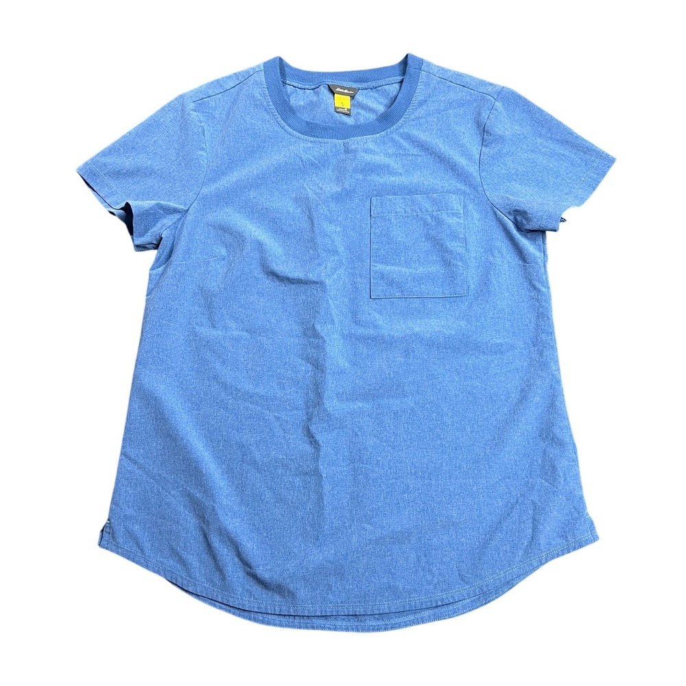 Eddie Bauer Women's Medium Travex Blue Short Sleeve Pocket T-Shirt Active Top